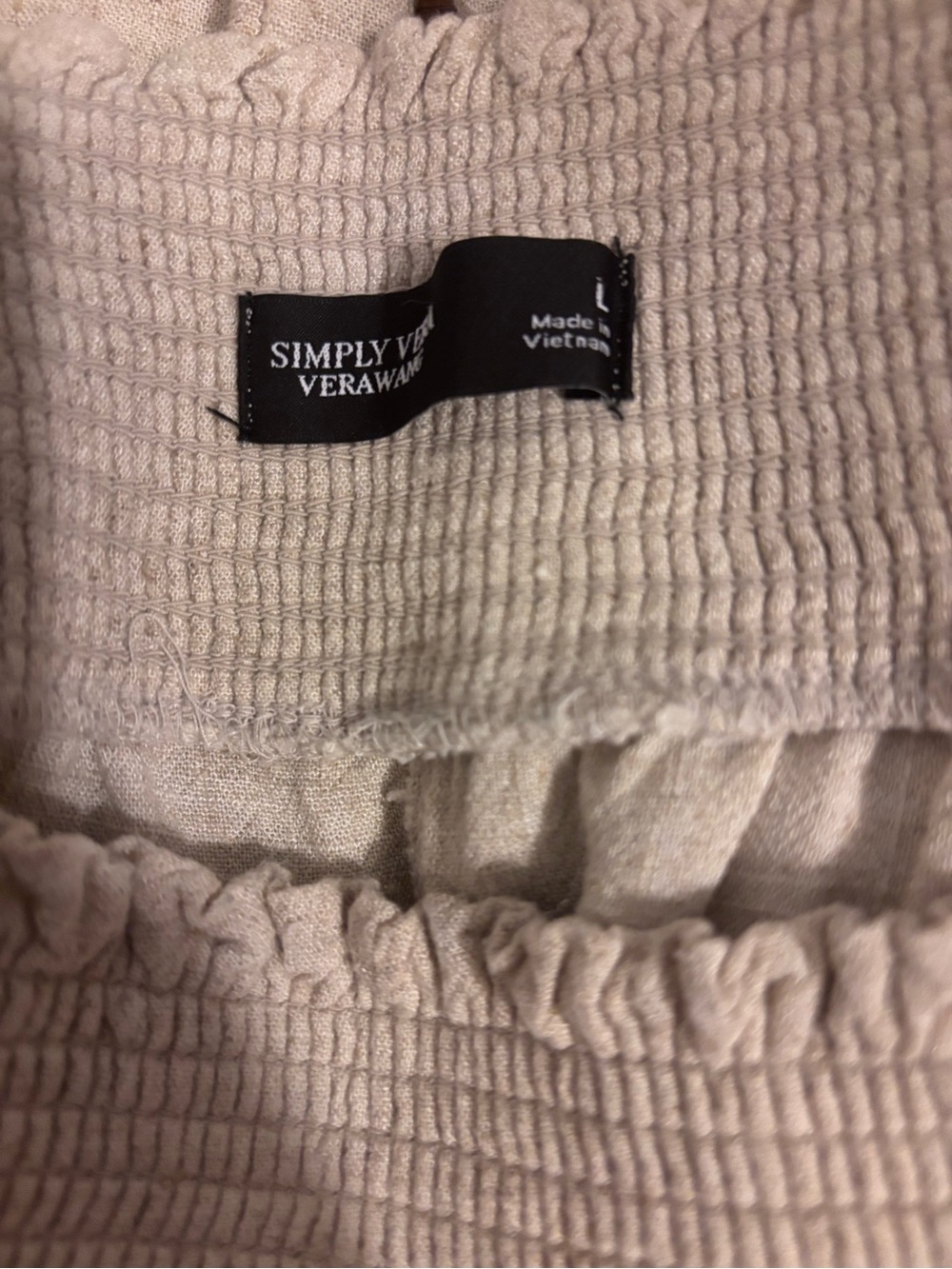 Simply Vera Vera Wang Neutral Beige Smocked Waist Pants Size Large - Picture 4 of 6